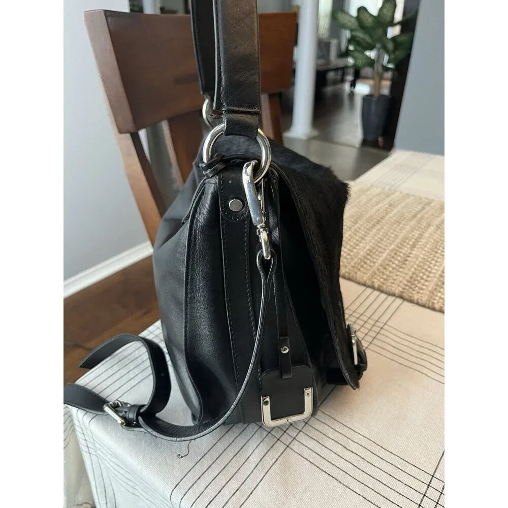 Black Faux Fur Saddle Shoulder Bag - Picture 3 of 15